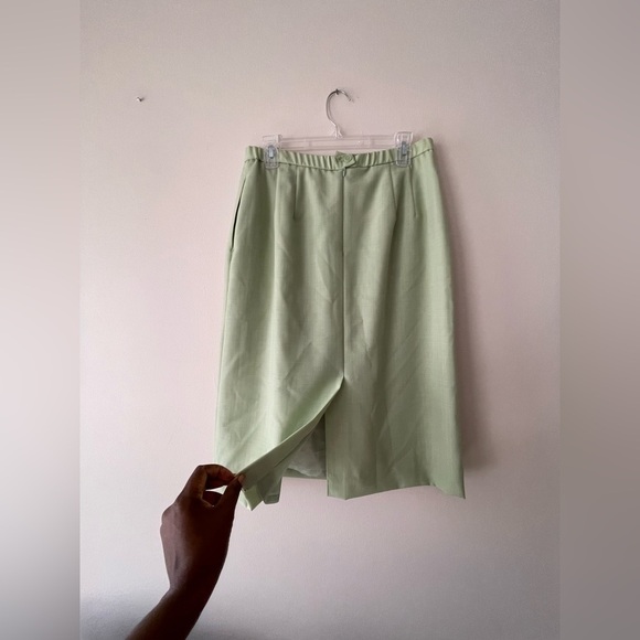 Pendleton 100% Silk Skirt Suit Size 12 Color Light Green Career Formal - Picture 7 of 15